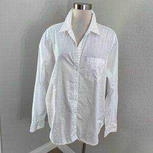 Old Navy Womens XL Tall White Classic Shirt Button Up Long Sleeve Blouse Top